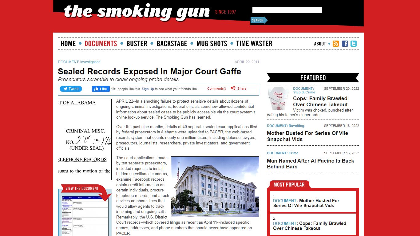 Sealed Records Exposed In Major Court Gaffe | The Smoking Gun