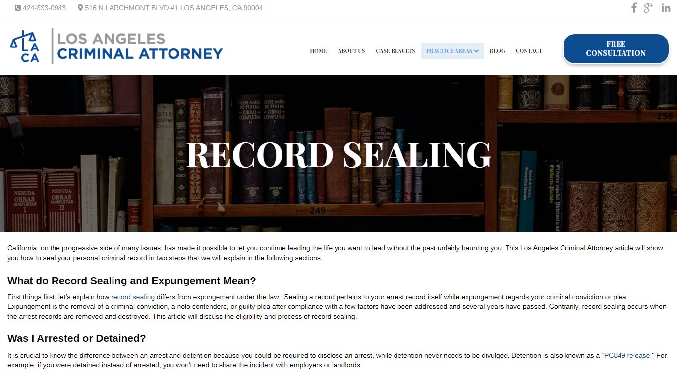 Record Sealing - Los Angeles Criminal Attorneys